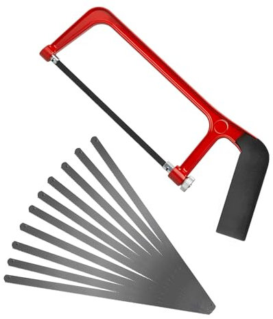 ONEBOOM Hacksaw, 6 Inch Professional Metal Junior Hacksaw, Small Hacksaw with 10 Exchangeable Hacksaw Blades, Heavy Duty Mini Hacksaw, Adjustable Hacksaw for Metal Cutting and Plastic, PVC Pipe, Wood
