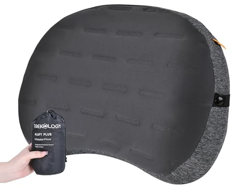 TREKOLOGY Inflatable Camping Pillow – Ultralight Blow Up Pillow for Backpacking, Hiking & Outdoor Sleeping, Compact with Washable Cover, Strap for Sleeping Pad, Leak-Proof Design ALUFT Plus