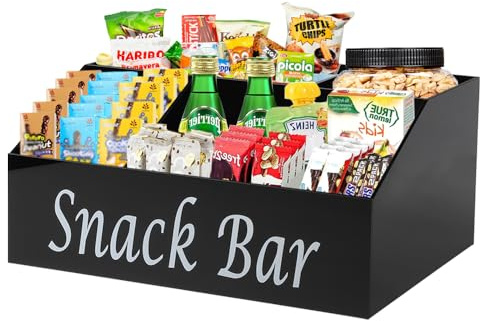 ZoeQide Snack Aufbewahrungsbox für die ArbeitsplatteSnack Kaffee Aufbewahrungsbox - Gewürz- & Snack Bar Organizer mit 4 Fächern für Büro - Schwarz Acryl Organizer - Coffee Station & Bar Zubehör