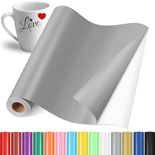 YAFLC Vinile Adesivo Permanente Argento opaco, 30.5x400cm Vinile Permanente, Pellicola Adesiva Usato per Tazze, Ceramica, Vetro, Regali Fai Da Te