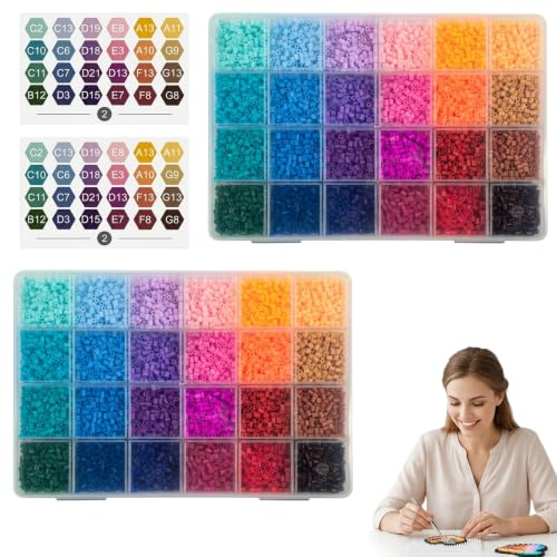 Perler Beads and Hama Beads Set, Creative Craft Supplies for Adult Stress Relief and Decorative Projects, Approximately Iron Beads in 2.6mm Size 14400