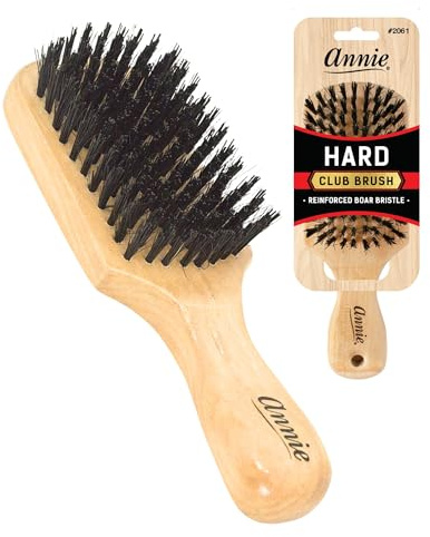 Annie Natural Boar Bristle Hard Club Brush #2061, Reinforced boar bristles, reinforced bristles, wavy hair, straight hair, long hair, short hair, no more tangles, detangler