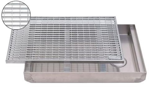 ACO Maschenrost mit V-Stab Fußabtreter + Emco ALU Bodenwanne Schuhabstreifer Abtreter Wanne, Größe:600 x 400 mm