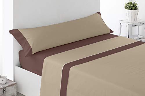 Energy Colors Textil - Excellent 180 - Juego SÁBANAS Completo 4 Piezas Verano Cama 180 x 190-200 cm (Chocolate)