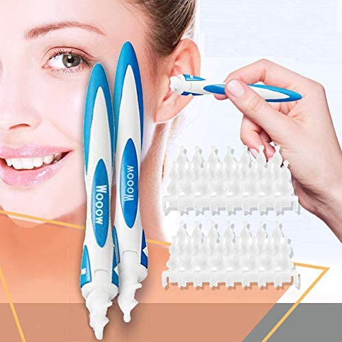Nettoyant Oreille,Cire d'oreille remover - Spiral Ear Cleaner - Outil pour enlever la cire d'oreille. Ear Cleaner System * 2avec 32 embouts lavables.