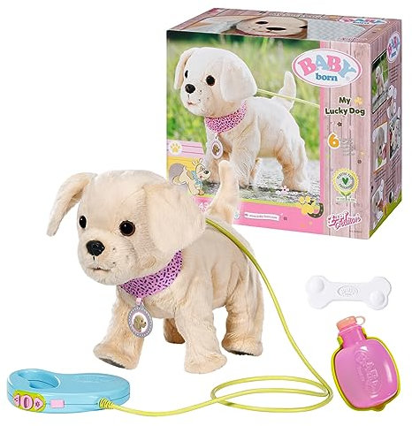 BABY born, Hund, My Lucky Dog, BABY born Hund mit Funktion inklusive Halsband, Anhänger, Leine, Flasche und Knochen, 829417, Zapf Creation.