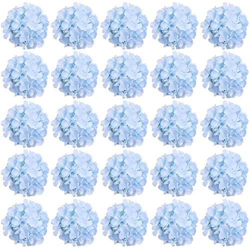 FagusHome 30 Stück künstliche Hortensien BlumeKöpfe 18cm Künstliche Blumen Köpfe mit Stielen Gefälschte Blumen für Deko (Blau)