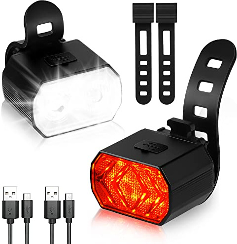 Flintronic Luces LED para Bicicleta, IP65 a Prueba de Agua, 6 Modos, Luces LED para Bicicleta, Luz para Bicicleta Recargable por USB, para Bicicletas de Carretera, Bicicletas de Montaña