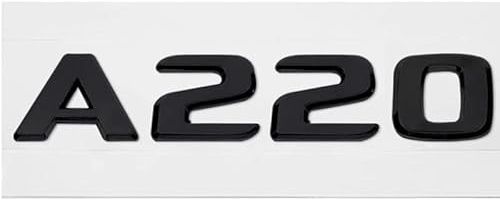 AUTOZOCO Emblema A220, Insignia A220, Adhesivo A220, Pegatina A220, Adhesivo para Maletero, Emblema para Maletero Coche, Compatible con Mercedes. Plástico, 14.3 cm x 2.3 cm, Negro Brillo