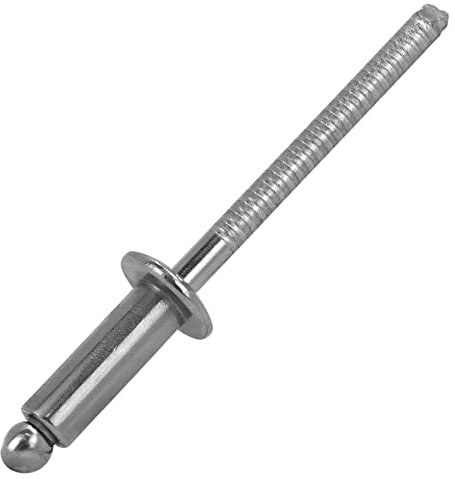 Rivetti ciechi con testa piatta a norma DIN 7337/ISO 15983, acciaio inox A2, per spessore del materiale: 6,0-8,0 mm, rivetti pop, rivetti cavi (6 x 12 mm, 25 pezzi)