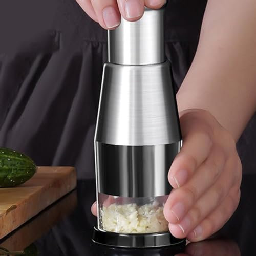 Pressed Garlic Chopper, Stainless Steel Hand Pressure Vegetable Cutter, Manual Garlic Crusher Masher Kitchen Food Gadget, Garlic Press, Manual Garlic Masher, Garlic Mincer Tool