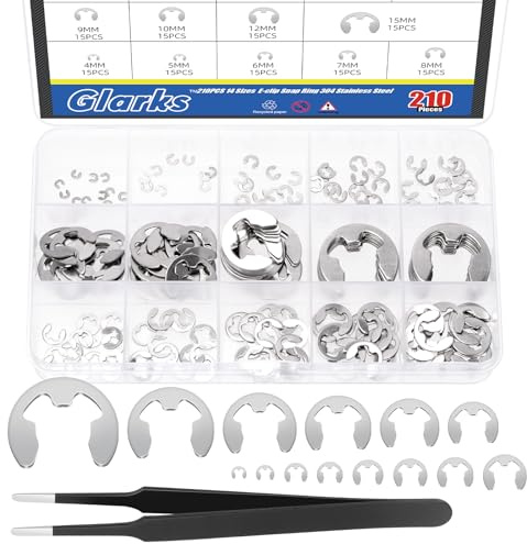 Glarks 211 anneaux e - grip en acier inoxydable 304 combinés 14 tailles anneaux e - grip anneaux e - grip avec pinces à engrenages