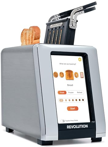 Revolution (Bundle) R180 Connect Touchscreen Smart Toaster + Toastie Press – Choose from 6 Bread Types, 7 Browning Levels, & Toastie Press Mode (Stainless Steel, 2-Slice)