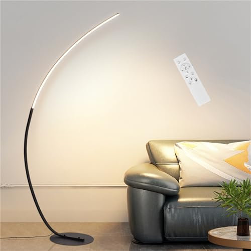 Leomix Arc Stehlampe 77 Moderne Stehlampe Mit Fußschalter,3 Farbtemperaturen Und Stufenlos Dimmbare Bogen-Leselampe, Schwarze LED-Bogenlampen Für Wohnzimmer, Schlafzimmer, Büro