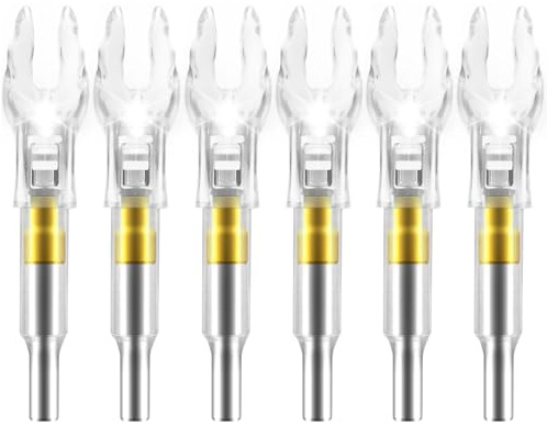 6PCS X Lighted Nocks for Arrows with .204 .233 .244 .246 Inside Diameter with H, S, GT Bushings LED Light up Knocks