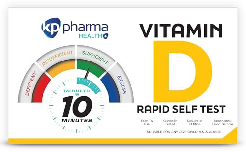 KP Pharma Vitamin D Test Kit, Check for UV Deficiency & Insufficiency Level at Home, Clinically Tested, Certified by CE, Easy and Quick Test Kit for Accurate Results - 1 Vitamin D Testing Kit