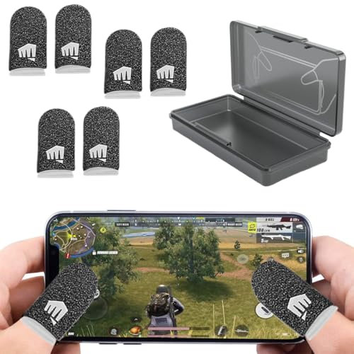 COYUN 3Paar Fingerhülse für Gaming und 1 Schachtel, Finger Sleeves Thumb Sleeve for Gaming Fingerschutz Finger Handschuhe Mobile Gaming Finger Sleeve Daumenhülsen Fingerabdeckung für Touchscreen Spiel