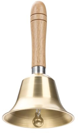 Flezoo Campana de mano súper ruidosa – Timbre de llamada de latón macizo para ancianos en casa, boda, entrenamiento de animales, oficina, cena, meditación, enseñanza musical y servicio