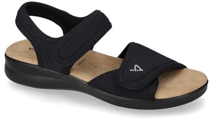Valleverde 25324, Sandali da Donna a Strappo Elasticizzati adatti per Alluce Valgo (Nero, Sistema Taglie Calzature EU, Adulto, Numero, Media, 37)