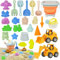 Adiwo 25 in1 Sandspielzeug Set, Faltbarer Eimer Mehrzweck für Strand, Sandkasten Strand Spielzeug für Kinder Jungen Mädchen, innovatives Sand-Spielset Sandkasten Spielzeug