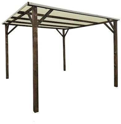 Pergola in Legno da Esterno 3x3 Nuvola Colore Noce con Copertura Ombreggiante Avorio – Legno di Pino Impregnato in Autoclave, Resistente per Giardino e Terrazzo