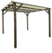 Pérgola de madera de exterior 3 x 3 Nube Color Nogal con cubierta de sombreado marfil – Madera de pino impregnada en Autoclave, resistente para jardín y terraza