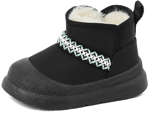 MK MATT KEELY Botas Niño Invierno Bota Nieve Impermeable Zapatillas Botines Exterior Cálido Niña con Suela de Antideslizante,Negro,EU 24/25