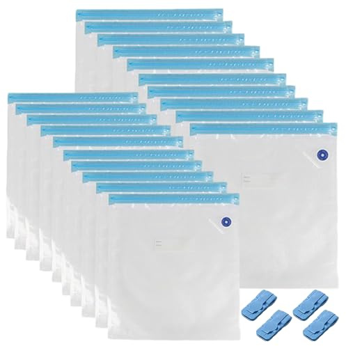 20 Stück 3d Filament Aufbewahrung 34×30cm, Filament Vakuumbeutel Kit mit 4 Dichtungsklammern, Transparente Vakuumversiegeltes Bags Wiederverwendbar Feuchtigkeitsfester für PLA-, ABS- und PETG-