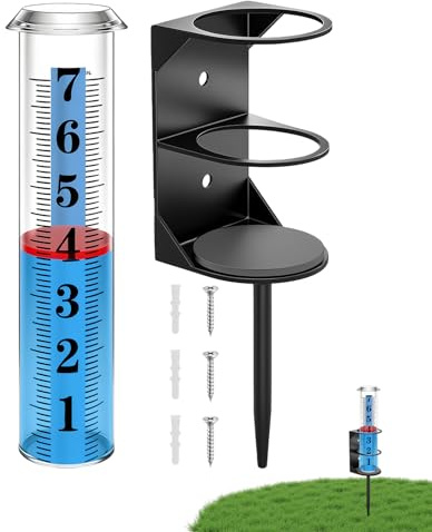 Pluviomètre d'extérieur épais et résistant au gel – Jauge de pluie de jardin avec piquet | Pour les amateurs de météo, jardinier, agriculteur, patio, balcon, serre, terrasse, pelouse, cour