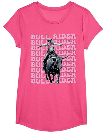 Bull Rider Bull Riding Coquette Bow Pink Ribbon T-Shirt, Girls, Pink Heather, X-Small