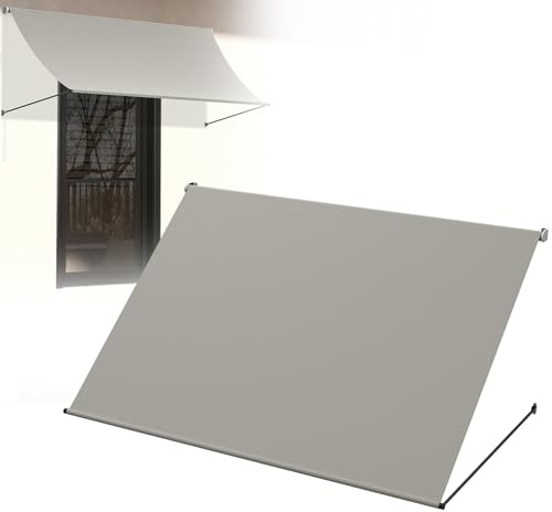TATIVALO Fallarmmarkise Balkon 235 x 145 cm – Wandmarkise aus Aluminium & Polyester 180 g/m² – Sonnenschutz für Balkon, Terrasse & Fenster – Wetterfeste Balkonmarkise mit Wandmontage – Grau
