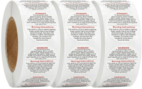Werownsgso 1500PCS Candle Warning Labels Stickers 1 Inch Round Safety Labels Self Adhesive Warning Sticker Suitable for Jars DIY Candle Making Supplies and Accessories