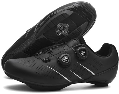 TvzsiY Scarpe da Ciclismo da Uomo Scarpe da Mountain Bike Compatibile con Tacchette da Corsa SPD e Pedale di Blocco,Nero,36 EU