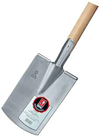 IDEAL-Britta-Spaten Gärtnerform | mit Tritt Eschen-T-Stiel 85 cm | Gartenspaten, Damenspaten | Blatt 250 × 165 × 160 mm, extra leicht & klein, poliertes Blatt