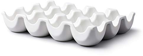 WM Bartleet & Sons 1750 Traditionelle Porzellan-Aufbewahrungsbox/Tablett für den Kühlschrank oder die Küche, weiß, 12 Eierfächer