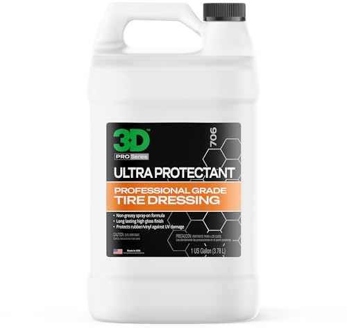 3D Ultra Protectant Tire Shine Spray – Water-Based High Gloss Tire Dressing | Long Lasting UV Protection for Rubber & Vinyl | No Sling | Made in USA |1 Gallon