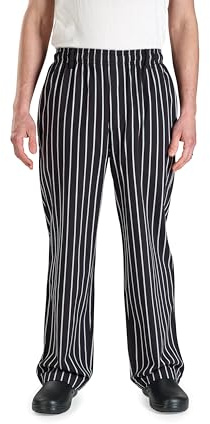 Mercer Culinary M60030BCS3X Millennia Men's Black Cook Pants with White Chalk Stripe, 3X-Large