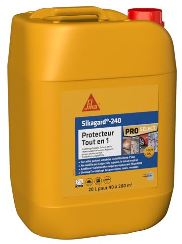 SIKA - Protection hydrofuge façade, mur, toiture et sol - Sikagard 240 Protecteur Tout en 1 - Multisupports - Int/Ext - Effet perlant - Prêt à l'emploi - Pour 40 à 200m2-20L