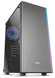 NOX Infinity Omega -NXINFTYOMEGA- ARGB ATX Mid-Tower - Micro ATX-ITX, ventola ARGB 120mm inclusa, USB 2.0 - 3.0 - Hub audio, spazio per un massimo di 4 ventole, pannello laterale in acrilico, grigio