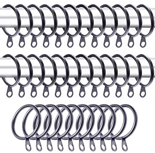 Metallgardinringar för gardiner och stänger, 30 mm inre diameter (svart, 40 pack)