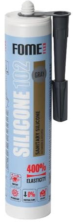 Fome Flex Grey Silicone Sealant [310ml] – Professional Grade, Waterproof & Mould Resistant – For Bathroom, Kitchen, Windows, Showers & More – Long-Lasting, UV-Resistant