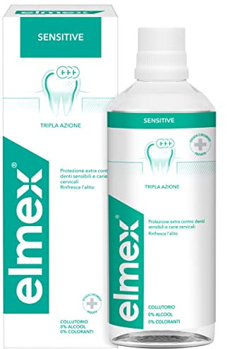 Rince-bouche Elmex Sensitive 1 flacon de 400 ml, protection supplémentaire pour les dents sensibles et les caries radiculaires