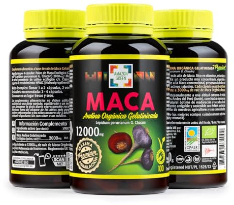 Maca Negra Andina-Gelatinizada Ecológica de Origen 100% Perú Natural y Pura-12.000mg Altamente Concentrada- Raíz Nativa Cosechada A 4500 Metros De Altura-2 Cápsulas X día-Energizante-Vigorizante (2)