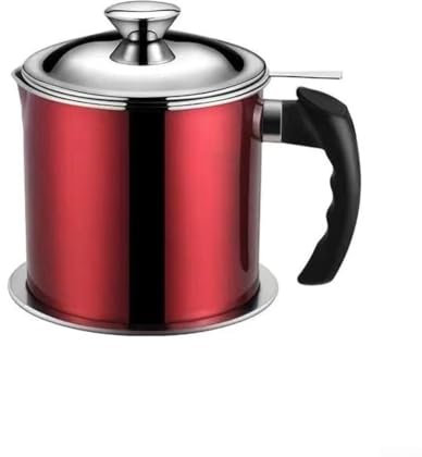 Zoegneer Petite friteuse japonaise en acier inoxydable avec couvercle et filtre (rouge)