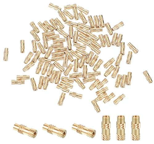 PATIKIL Inserto roscado de latón M1.4x6x2.3 mm, 50 piezas Tuercas métricas moleteadas Inserto de ajuste térmico para componentes de impresión 3D de plástico