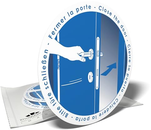 Autocollants de signalisation - Veuillez fermer la porte - 3 stickers ronds - 9,5cm