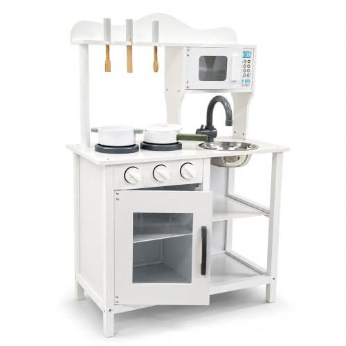 Oypla Childrens Kids Roleplay Wooden Play Kitchen Cooking Playset