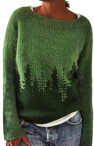 Womens Halloween Clothes,Fairisle Sweater Ladies Vintage Ethnic Jumpers Colorful Long Sleeve Crewneck Knitted Argyle Jacquard Pullover Tops Winter Warm Cozy Sweaters Festival Holiday Clothes