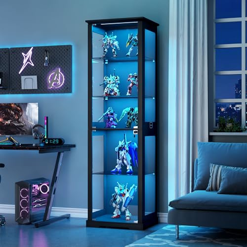 71 Display Cabinets with LED lights for Collectiblesbb,books,toys,black