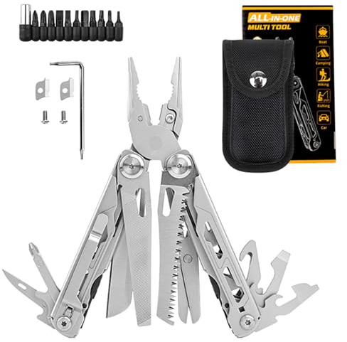Multiuso 28-in-1 con coltello, pinze e 11 inserti in acciaio inox affilato – per uomo
